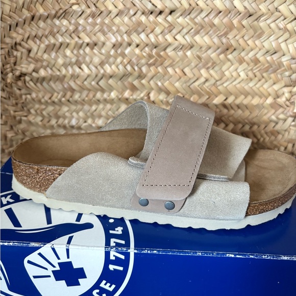 Birkenstock Kyoto Taupe Suede Sandals - Picture 3 of 4